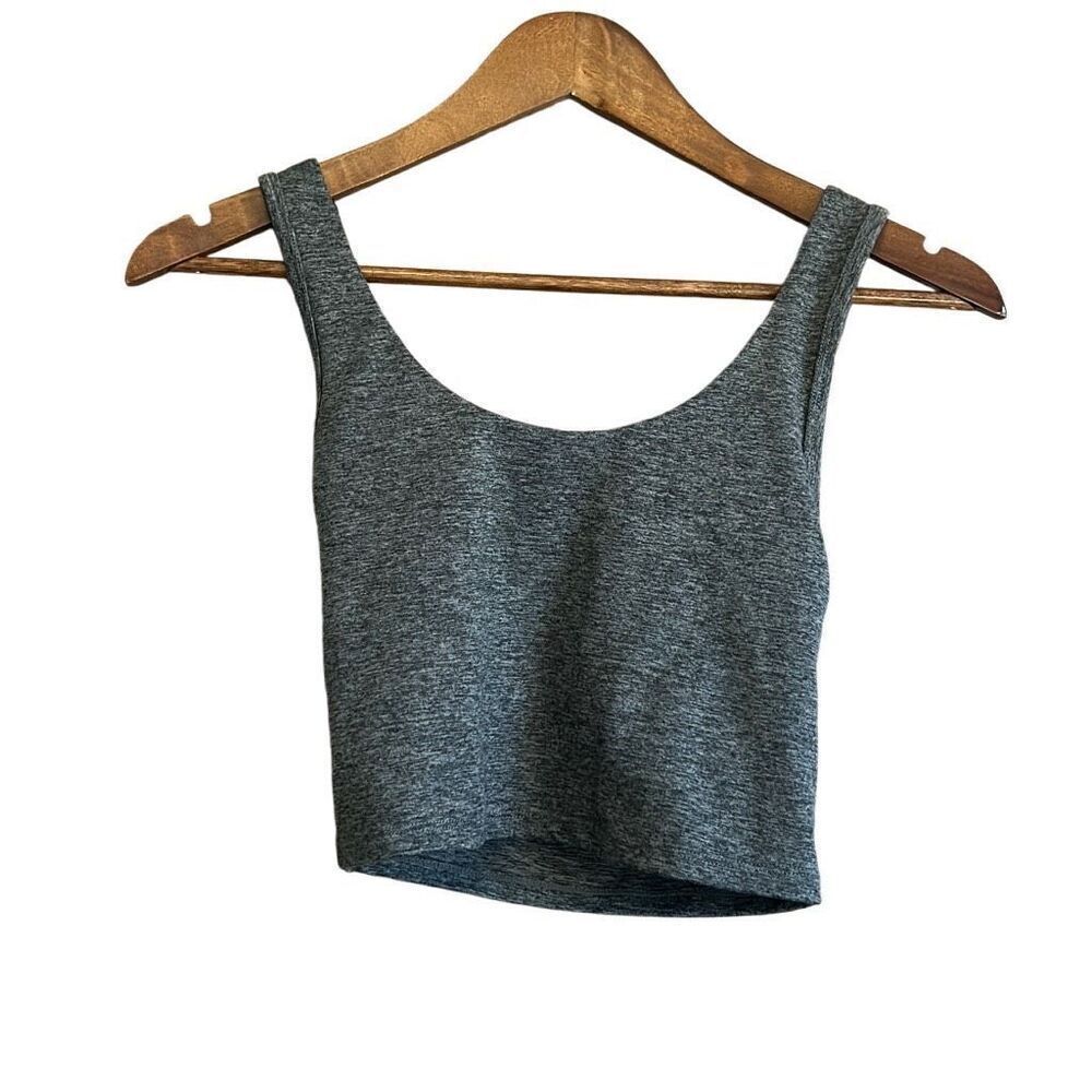 FREELY Women's Grey Heathered Cutout Crop Tank Top Size S